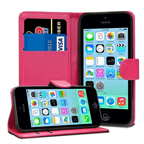 Image of Jonlineuk iPhone 5C Case, [Card Holder] Magnetic Luxury PU Wallet Cover - Id Holder Flip Leather Case For iPhone 5C (Pink)