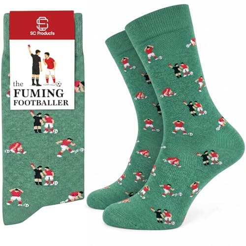 Image of SC Products Footballer Mens Novelty Socks Funny Football Gifts for Men & Teenage Boys | Size 6-12 Cotton Rich Mens Funny Socks Football Gift for Man | Christmas Soccer Stocking Fillers for Players