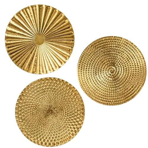 Image of Hollyone 12" Gold Wall Décor Pack of 3 Metal Starbursts Radial Plate Wall Art Modern Accent Hanging Wall Decorations For Home Office Bedroom Or Living Room Wall Sculptures