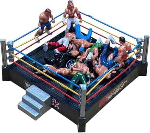Image of SDMAX Kids Pretend Play Mini WWE Wrestling Ring With 12 Toy Set Action Heroes Deal On Children Gift, Wrestler Warriors Toys Kit with Ring and Realistic Accessories