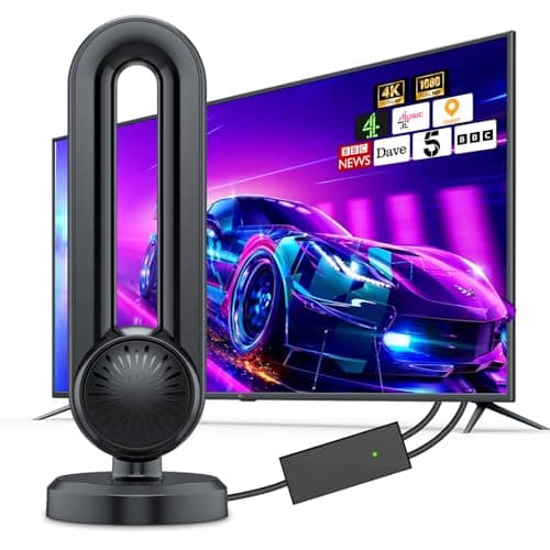 Image of Indoor TV Aerial, 2025 Smart TV ariels indoor with Signal Booster 560+ Miles Range Reception, Freeview aerial for smart TV 4K 1080P HD Local Channels and All Older television-18ft Aerial Cable