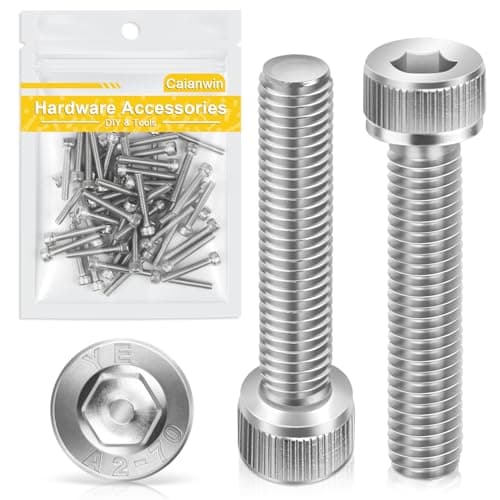 Image of Caianwin M4 Screws 50 Pcs, DIN 912 Stainless(A2 V2A)M4 X 25 Allen Socket Head Cap Screws/Bolt, Fully Threaded Hex Head Bolts for m4 Washer & Nuts