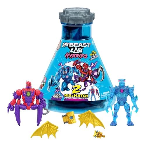 Image of MRBEAST LAB Hybrids Multi Pack, Reveal Different Hybrid Parts To Create 2 Mix & Match Action Figures, Plus Parts Of The Golden Panther Dragon, Fuse Millions Of Beast Combinations, Collect 30+ Beasts