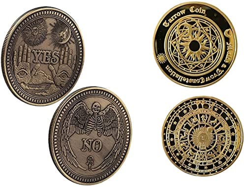Image of VOVCIG Yes No Challenge Tarot Coin Set - Sun Moon Divination and Yes No Coins (2Pcs)