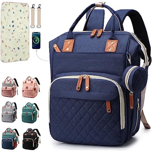 Image of SHITIESHOU Diaper Bag Backpack Baby Bag, Baby Girl Boy Diaper Bag for Dad Mom with Pad, 16 Pockets, Pacifier Case, Large Diaper Bags Unisex for Travel (Blue)
