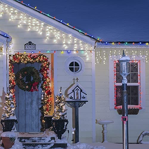 Image of The Christmas Workshop 77520 480 Icicle LED Outdoor Christmas Lights / 11.5 Metres/Bright White Colour/Indoor & Outdoor Fairy Lights/Weddings & Gardens / 8 Functions/Mains Powered