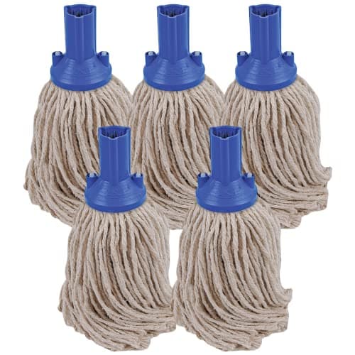 Image of Avern Cleaning Supplies String Mop Heads Cotton PY Yarn Replacement Socket Mop Head - Colour Coded - (Pack Of 5) (Blue), (RSMMOPS150G)