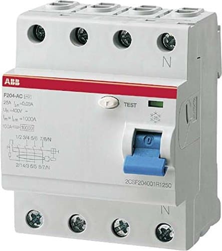 Image of ABB Protecta Plus F204 A-100/0.3 Residual Current Circuit Breaker • 4 Pole • 100A • Type A • 300mA • RCCB • DIN Rail • F200 Series • Earth Fault Protection • 2CSF204101R3900
