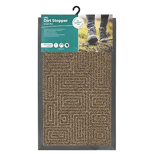 Image of JVL Patterned Dirt Stopper Scraper Entrance Door Mat - Maze Design, 45 x 75cm, Brown