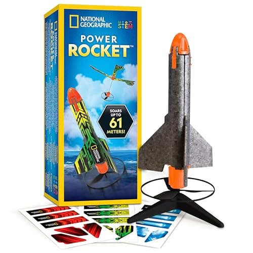 Image of NATIONAL GEOGRAPHIC Power Rocket Launcher for Kids - Motorized Air Rocket Toy, Self-Launching & Flies up to 60 Meters with Safe Landing, Outdoor Science Toys, Flying Toy, STEM Learning