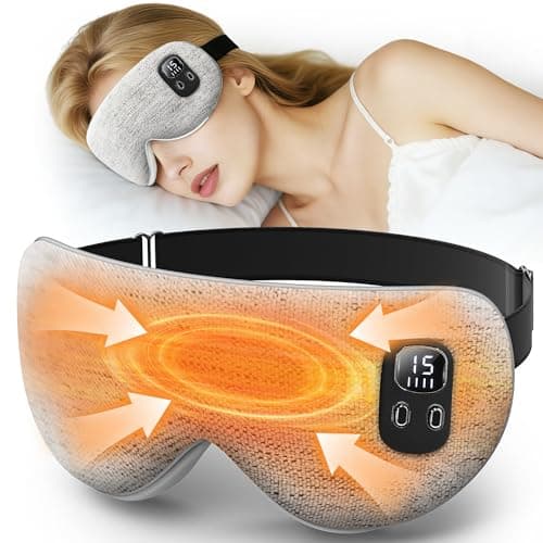 Image of Heated Eye Mask, BOYUNSHI Cordless Eye Mask for Dry Eyes, Warm Eye Compress Eye Relief Improved Sleep with 4 Heat & 4 Timer, Washable Eye Heating Pad for Travel, 1200mAh Rechargeable Battery