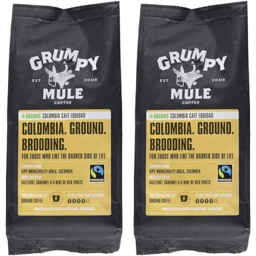 Image of Grumpy Mule Organic Colombia Café Equidad Ground Coffee with tastes of Hazelnut, Caramel & a hint of Red Fruits 227 g (Pack of 2)