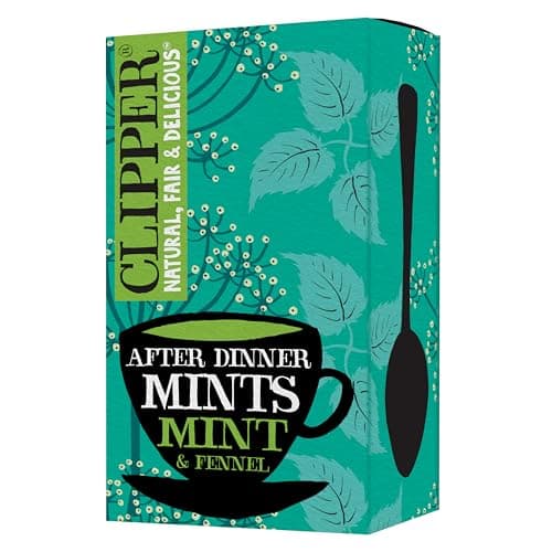 Image of Clipper Organic After Dinner Mint & Fennel Tea Bags | 20 Infusion Peppermint & Fennel Sachets | Caffeine Free Teabags | Eco-Conscious Herbal Tea Bags | Natural, Unbleached, Plant-Based & Biodegradable