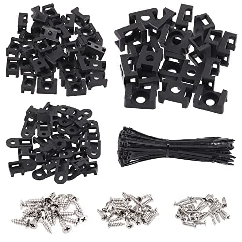 Image of Glarks 360Pcs Black Cable Tie Base and Cable Zip Ties with Mounting Screws Set, 120Pcs 3MM 4MM 6MM Saddle Type Mount Wire Holder and 120Pcs 6 Inch Self-Locking Cable Tie with 120Pcs Pan Head Screws