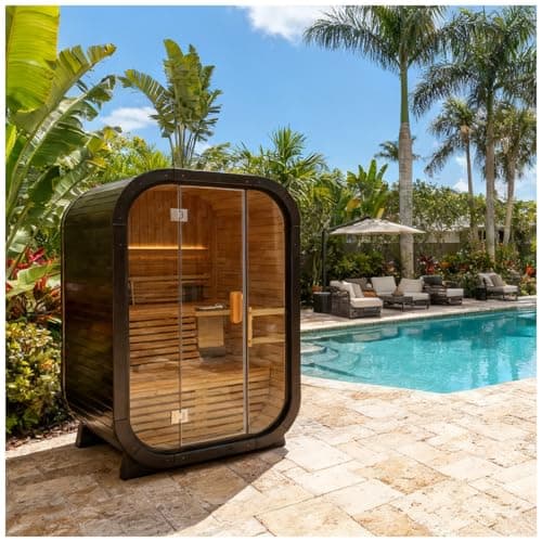 Image of Amocane - Outdoor Steam Sauna for 2-4 Person Canadian Wood Sauna Spa Traditional Wood Sauna with 4.5KW ETL Certified Stove, -63-200°F (53 x 54 x 79