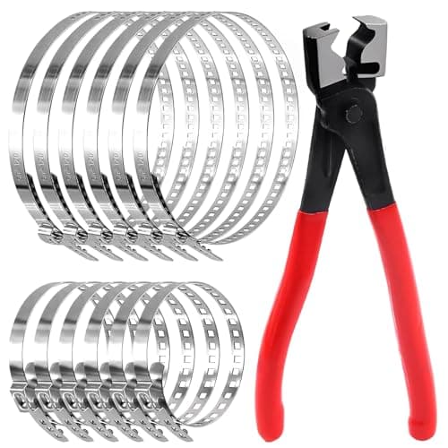 Image of Leogony CV Boot Clamp Pliers, Clic-R Type Heavy Duty Hose Clamp Pliers with 12 Pcs Adjustable CV Boot Clips for Most Cars