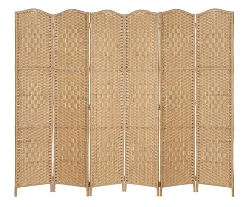 Image of Folding Paravent 6 Panel Divider Screen, Freestanding Partition Wall Panel Privacy Furniture for Living Room, Bedroom and Office (Natural)