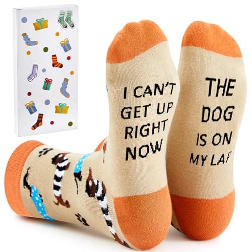 Image of Jadive Funny Sausage Dog Sock Dachshund Gifts for Dog Lovers Walker Gifts Women Men Mum Dad Novelty Cute Design Pattern Socks with Box Christmas Birthday