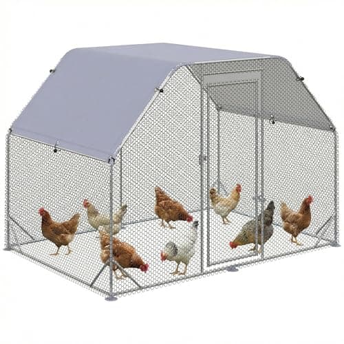 Image of PawHut Walk in Chicken Run Chicken Coop Hen House Outdoor with Roof for 4-6 Chickens, 280 x 190 x 195cm