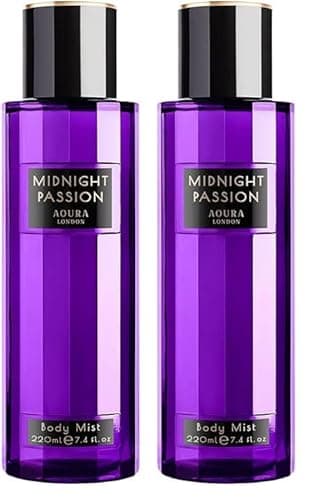 Image of Aoura London Womens Midnight Passion Body Mist Fragrance Spray 220ml (Pack of 2)