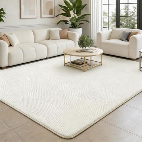 Image of Edlbaegy Large Rugs Living Room 160x230cm Cream Rug Non Slip Fluffy Floor Carpet Non Shedding Modern Rugs for Bedroom Kid Room Lounge Bathroom