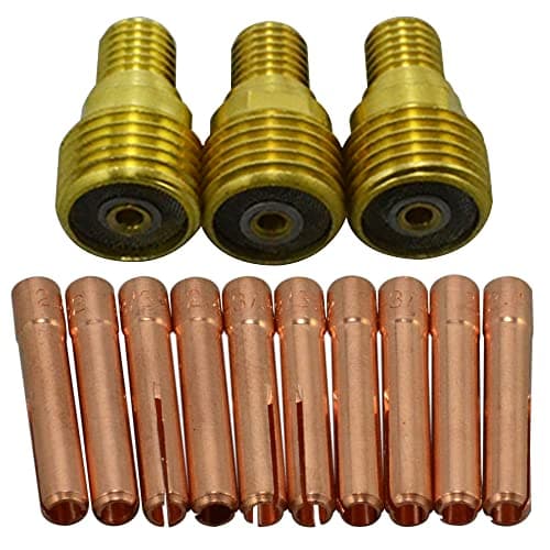 Image of RIVERWELD TIG Gas Lens Collets Bodies 45V45 13N24 1/8" & 3.2mm Assorted Size kit Fit DB PTA SR WP 9 20 25 TIG Welding Torch 13pcs