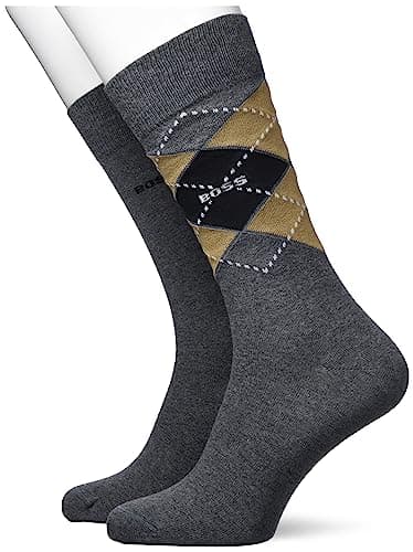 Image of BOSS Men's 2P RS Argyle Col CC Regular Socks, Medium Grey, 43-46
