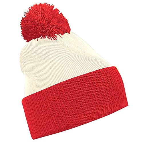 Image of Beechfield B451 Snowstar Two-Tone Beanie - Off White/Bright Red