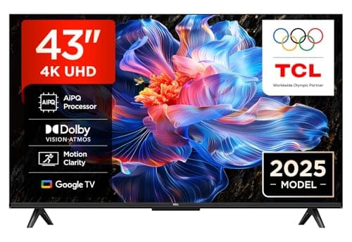 Image of TCL 43V6C-UK 43" 4K Ultra HD, HDR TV, Smart TV Powered by Google TV (Dolby Audio, Voice Control, compatible with Google assistant, Chromecast built-in, 2025 New Model)