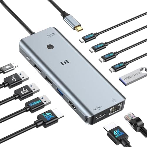 Image of Selore USB C Docking Station Dual Monitor 2 HDMI, 13-in-1 Laptop Dock with Dual HDMI 4K@60Hz, 100W PD, 8 USB-C/A Data Port, Gigabit Ethernet, Multiport Adapter for Laptop/MacBook/Windows