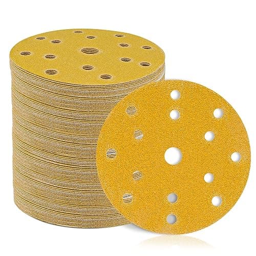 Image of STEBRUAM 150mm Sanding Discs,Hook and Loop 60/80/120/180/400 Grits 15 Hole 6Inch Round Pads for Random Orbital Sander Pads and All Oscillating Tools