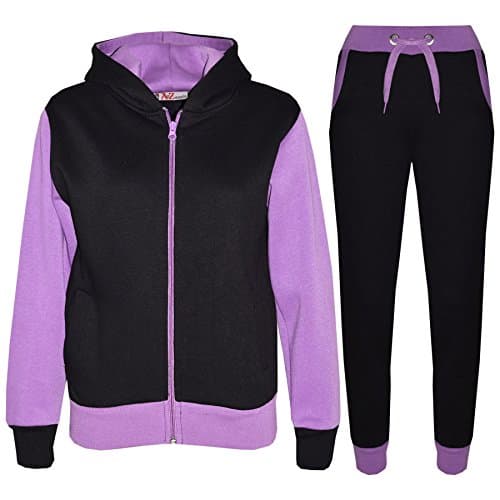 Image of A2Z 4 Kids Girls Boys Tracksuit Plain Camouflage Contrast Fleece - T.S Plain 101 Lilac 11-12