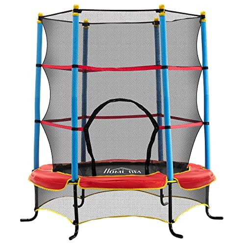 Image of HOMCOM 5.2FT Kids Trampoline for Toddlers with Net Enclosure, Floor Protection Net and Reinforced Steel Frame, Outdoor Indoor for Age 3-10 Years