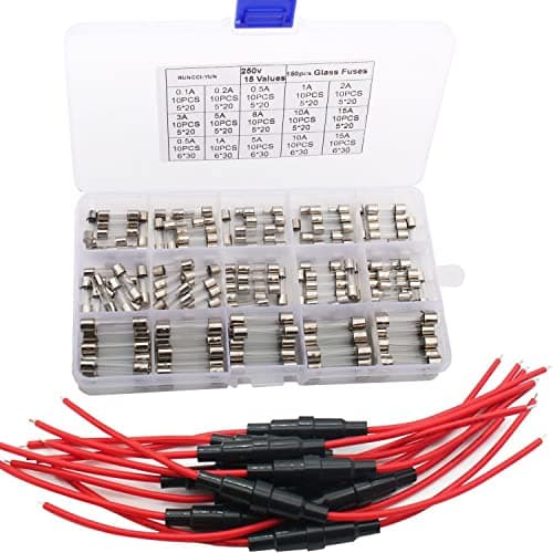 Image of RUNCCI-YUN 150 pcs 5x20mm,6x30mm Fast Blow Glass Fuses Assortment Kit,Car motorbike Glass Tube Fuses (0.1A,0.2A,0.5A,1A,2A,3A,5A,8A,10A,15A)(0.5A,1A,5A,10A,15A)+5x20mm,6x30mmAGC Inline Fuse Holder