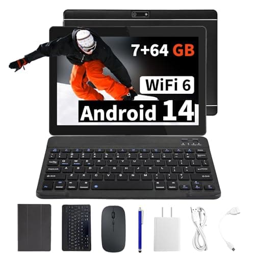 Image of Veidoo 2 in 1 Portable Android Tablet with Keyboard, Mouse & Stylus, Tablet 10.1 inch IPS HD Screen with 7GB RAM (3GB+4GB) 64GB ROM Expandable to 512GB, Octa-Core Processor, WiFi 6