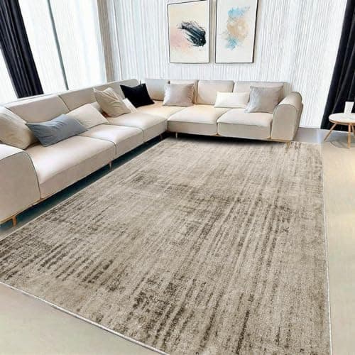 Image of Tinyboy-hbq Rugs Living Room Abstract Modern Rug Soft Bedroom Rug Washable Shaggy Rugs for Living Room Bedroom Indoor Home Decor (Abstract Beige Grey/Light Brown, 200 x 250 cm)