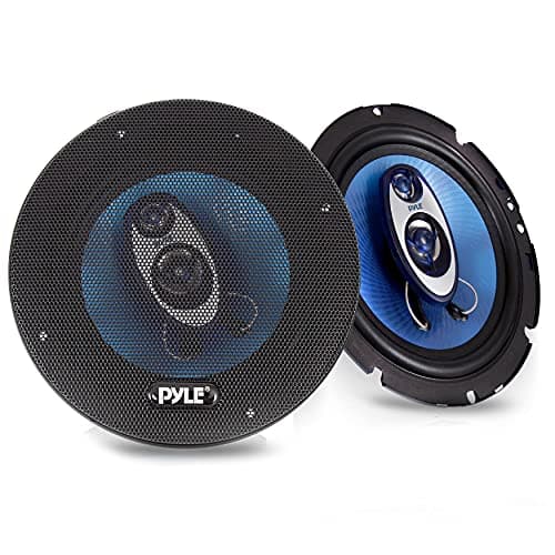 Image of Pyle 17cm Speakers, 6.5 Inch Car Speaker, 180W RMS/360W Power Handling 3-Way Sound Speaker System w/ 4 Ohm Impedance Pro Full Range Triaxial Loud Audio, Round Shaped Car Door Speakers, Blue