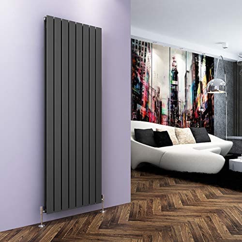 Image of ELEGANT Vertical Anthracite Radiator Flat Panel Double Column 1800 x 608 mm Designer Tall Upright Radiator
