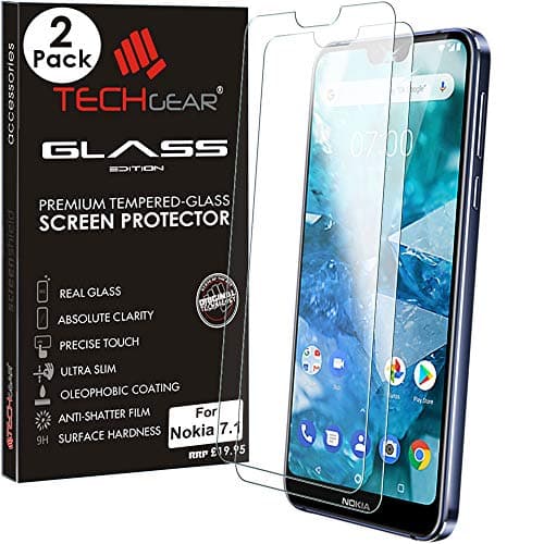 Image of TECHGEAR [2 Pack] GLASS Edition fits Nokia 7.1 Genuine Tempered Glass Screen Protector Guard Cover Compatible with Nokia 7.1