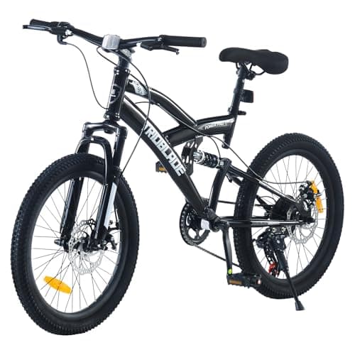 Image of BSTSEL 20 Inch Mountain Bike with Full Suspension Mountain Bicycle 7 Speeds with Dual Disc-Brakes for Adults Men & Women, Tennagers Unisex Bike (Black)