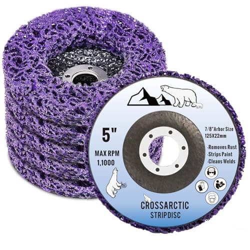 Image of Crossarctic 125MM Strip Sanding Disc, Paint Stripper Wheel with Poly Abrasive Pad Paint Rust Remover for Angle Grinder - 5 Pack