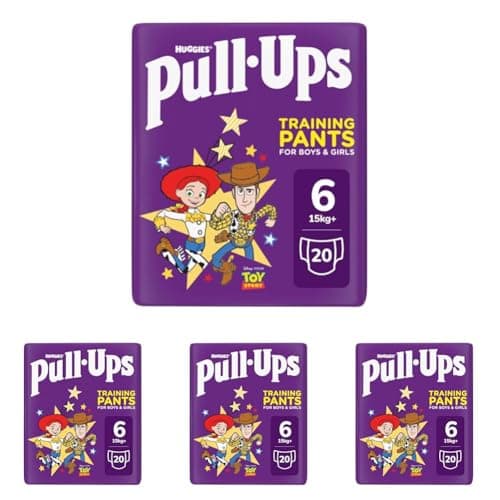 Image of Huggies Pull-Ups Unisex Day Time Training Nappy Pants, Size 6, 20 Pants (Pack of 4)