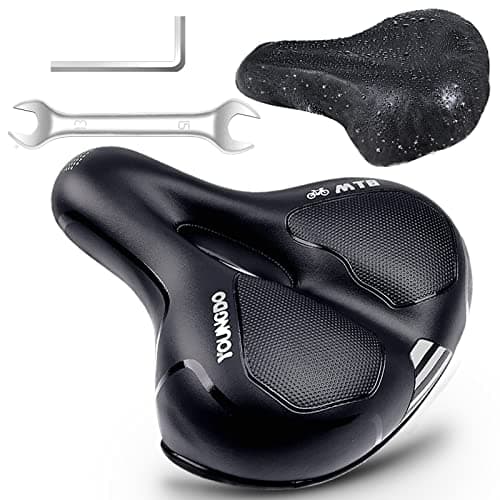 Image of Bike Seat, YOUNGDO Bicycle Saddle Comfortable Soft Wide Road Bike Gel Saddles, Breathable Mountain Bike Seat, Suitable for MTB Mountain Bike, Folding Bike, Road Bike, Spinning Bike, Exercise Bikes