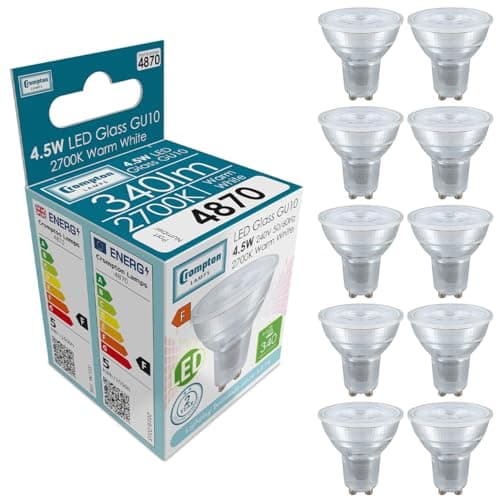 Image of Crompton 4870 LED GU10 Light Bulbs/Lamps Warm White 4.5 Watt (10 Pack)