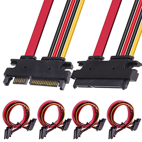 Image of HAAMNING7 4 Pack 22-pin (7+15) SATA Data and Power Combo Extension Cable, 22-pin (7+15) Sata Male to Female Hard Drive Cable for HDD SDD Optical Drive 50cm 20-inch