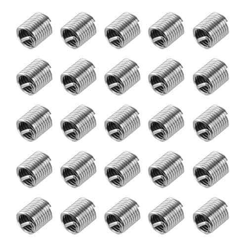 Image of sourcing map 50pcs Wire Thread Inserts M6 x 1 1.5D(9mm) Metric 304 Stainless Steel Helical Type Coiled Thread Repair Kit Wire Screw Threaded Sleeve Sheath for Mechanical Equipment