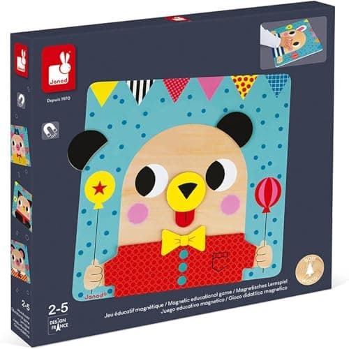 Image of Janod - Magnetic Educational Game - 30 Giant Magnetic Pieces - Develops Fine Motor Skills - From 2 Years Old - Wooden Activity Toy, J08035