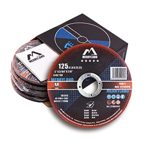 Image of Merryland Cutting Disc 125 Metal for Angle Grinder, 125 X 1.0 X 22.23 mm Cutting Wheel 25 Pieces, Steel Iron 5 inch Type 41, Expert-Line E11081042