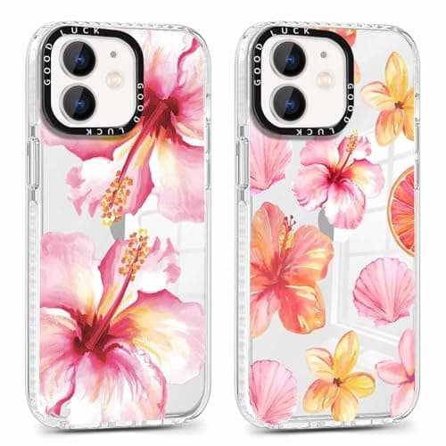 Image of Foonary 2 Pack Cute Flower Print Phone Case for iPhone 11 6.1", Fashion Design Soft Slim Clear Case Shockproof TPU Bumper Protective Cover for Women Girls