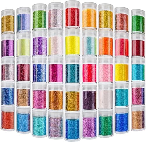 Image of Fine Glitter for Epoxy Resin, Set of 45 Colors, Estanoite Extra Fine Craft Glitter Powder, Assorted Nail Arts Glitter, Cosmetic Glitter for Body Face Hair Eye, Bulk Glitter for Tumbler Candle Making